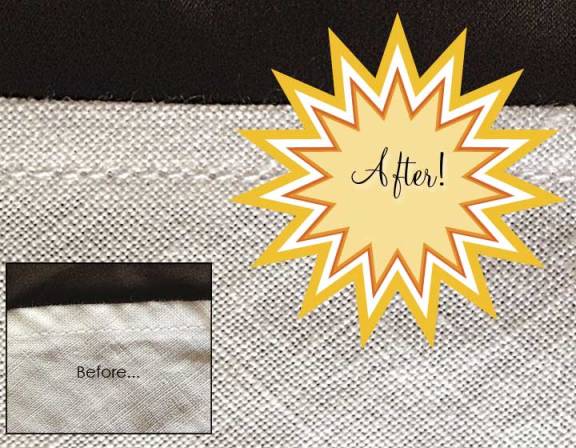 Skirt hem, before & after