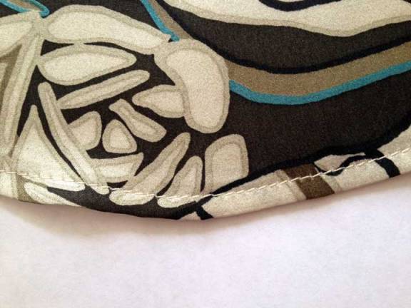 Finished narrow hem, right side