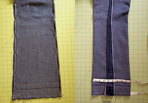Before & after sewing seams
