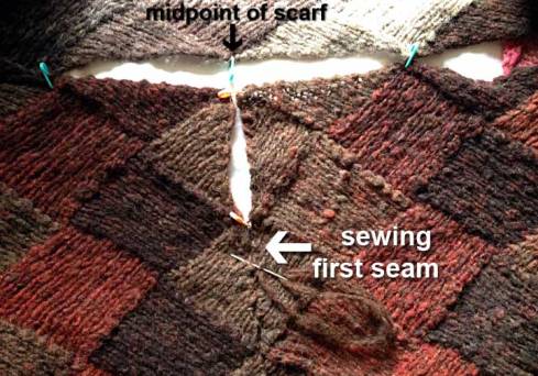 Sewing the first seam