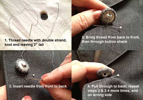 Sewing on the new button Sewing on the new button