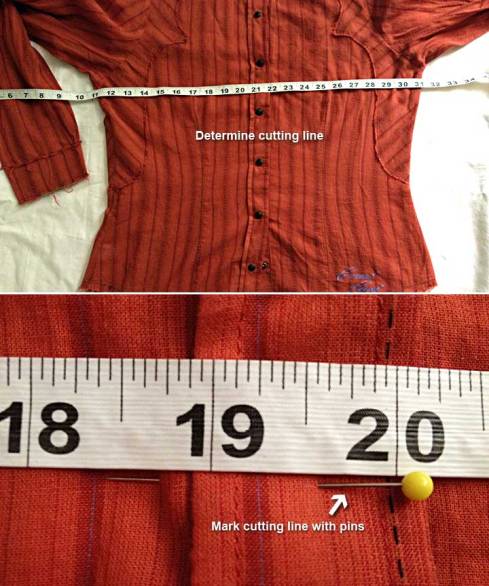 Shirt with tape and pin