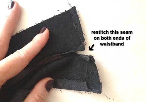 Restitch waistband seams
