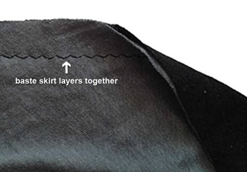 Basting skirts together