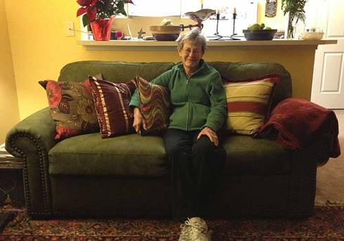 Mom among her pillows